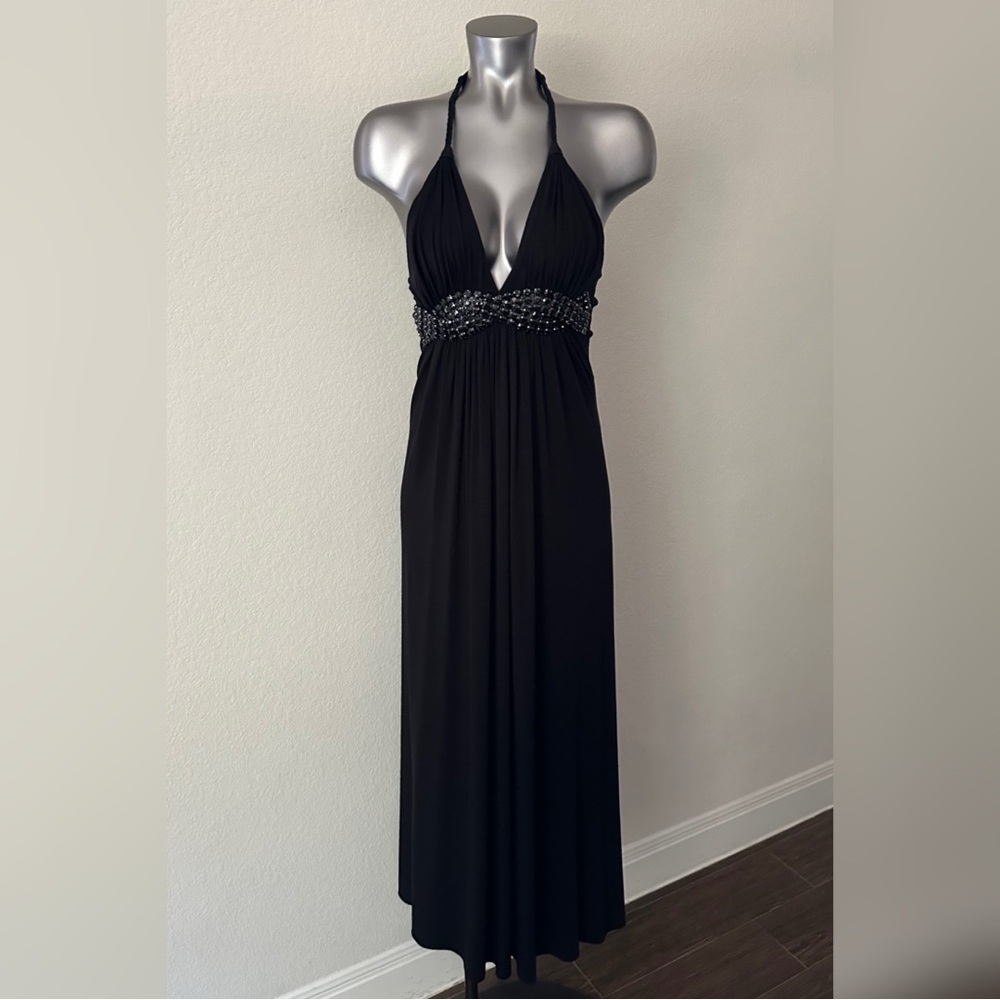 Sky Rhinestone Blk Maxi